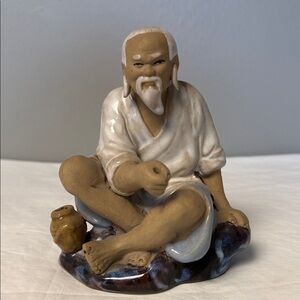 Vintage Chinese Mudman Scholar Figurine Porcelain 6in